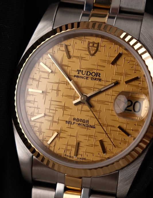 Tudor Prince Date 74033 Original Papiere S/G, 34mm, Champagne Linen Dial, SERVICED