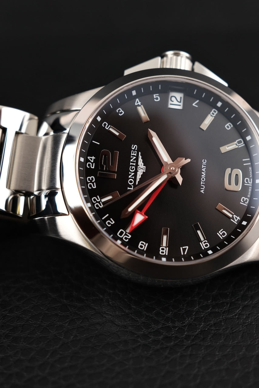 Longines Conquest GMT 41 L36874566 Box + og. Papiere 2025, German Delivered, Black Dial