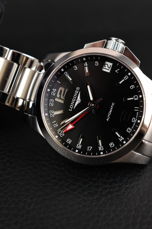 Longines Conquest GMT 41 L36874566 Box + og. Papiere 2025, German Delivered, Black Dial