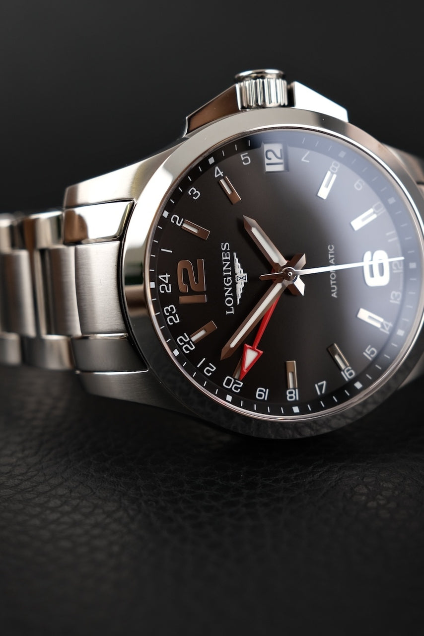 Longines Conquest GMT 41 L36874566 Box + og. Papiere 2025, German Delivered, Black Dial