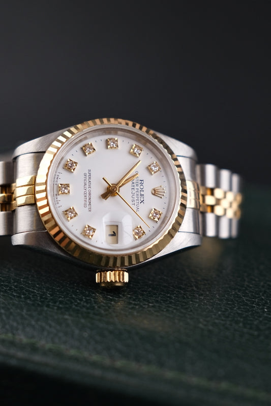 Rolex Lady-Datejust 69173 Box + og. Papiere White Diamond Dial, Serviced
