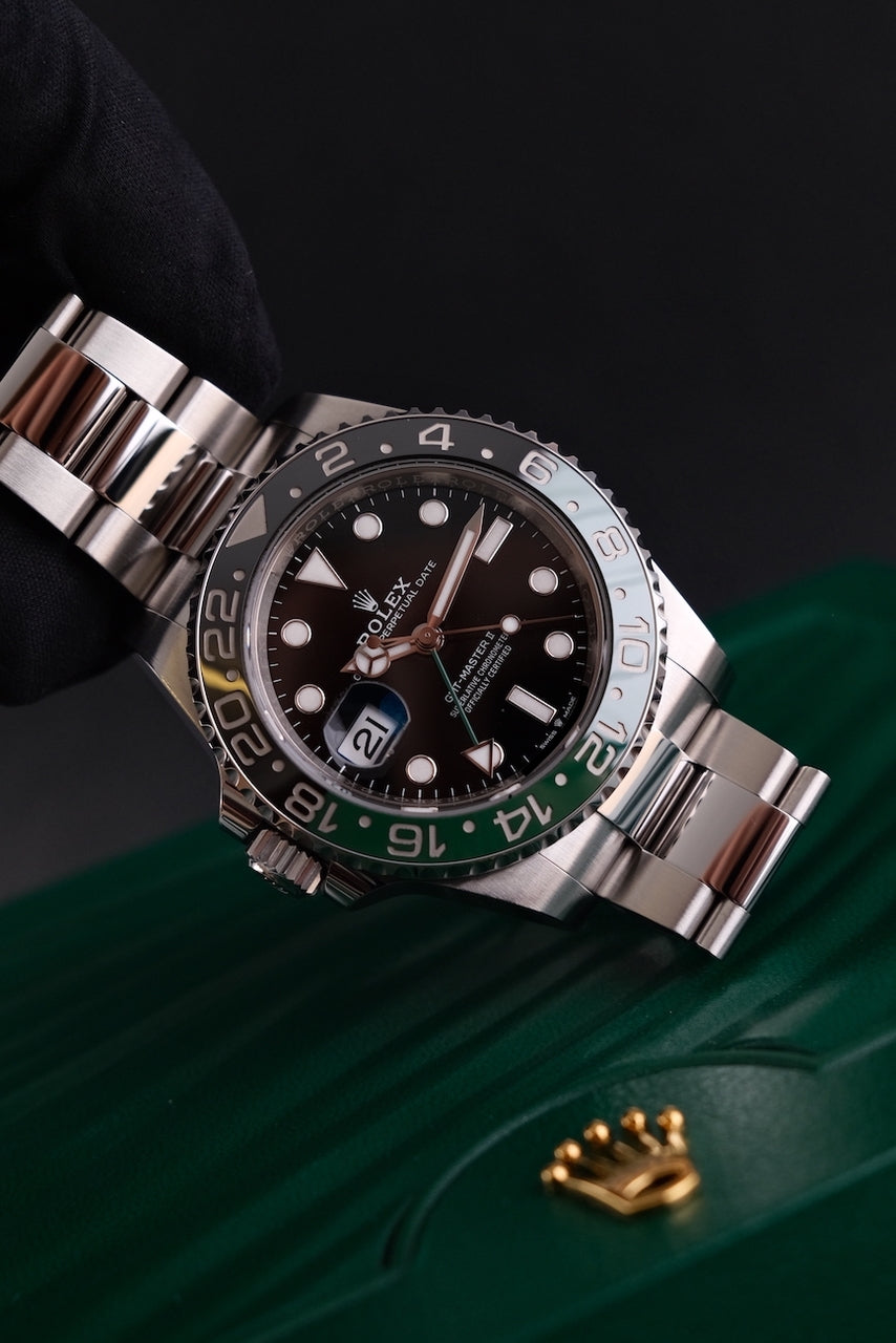 Rolex GMT-Master II Sprite 126720VTNR Box + og. Papiere Lefty Oyster White & Green Tag