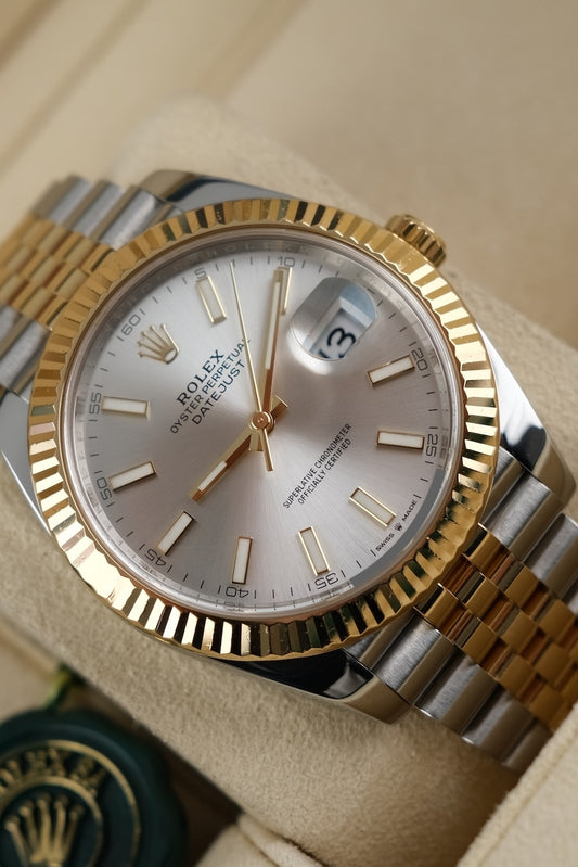Rolex Datejust 41 126333 Box + og. Papiere S/G, Silver Dial, First Buyer's Invoice, SERVICED