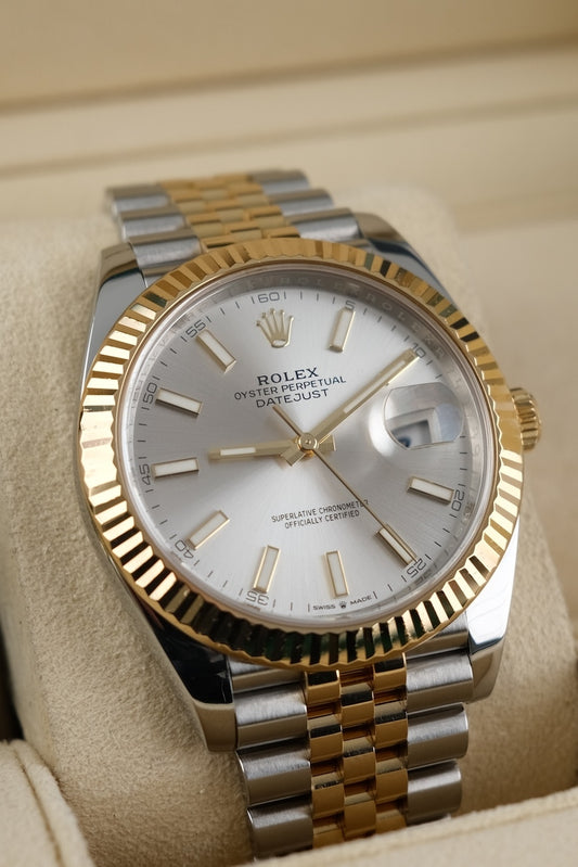 Rolex Datejust 41 126333 Box + og. Papiere S/G, Silver Dial, First Buyer's Invoice, SERVICED