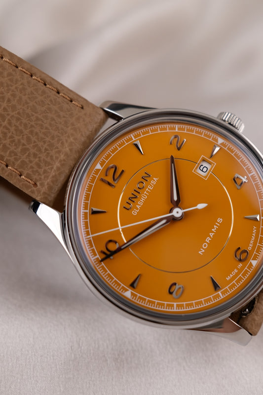 Union Glashütte Noramis Datum D016.407.16.367.00 Box + og. Papiere Yellow Dial