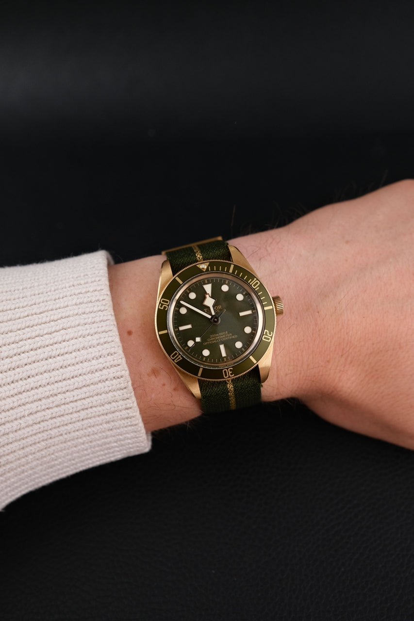 Tudor Black Bay Fifty-Eight 79018V Box + og. Papiere 18K Gold, 99% New, German First Buyer's Invoice, incl. Tudor Leather Strap