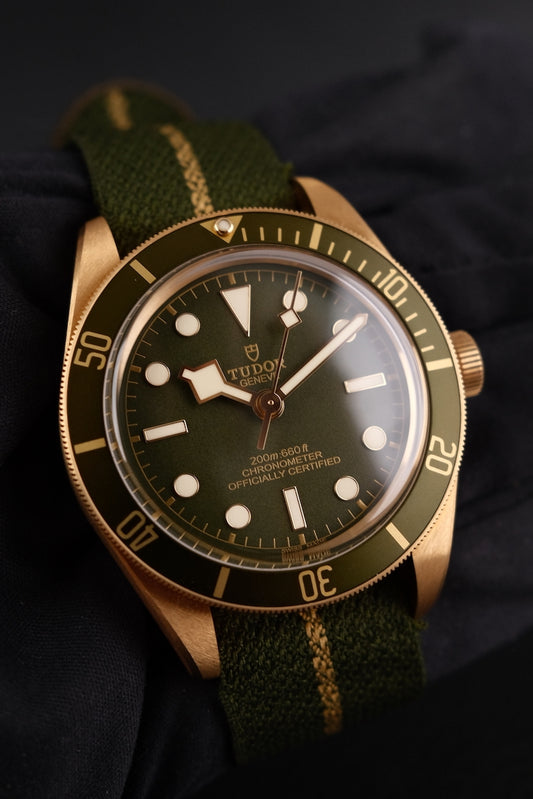 Tudor Black Bay Fifty-Eight 79018V Box + og. Papiere 18K Gold, 99% New, German First Buyer's Invoice, incl. Tudor Leather Strap