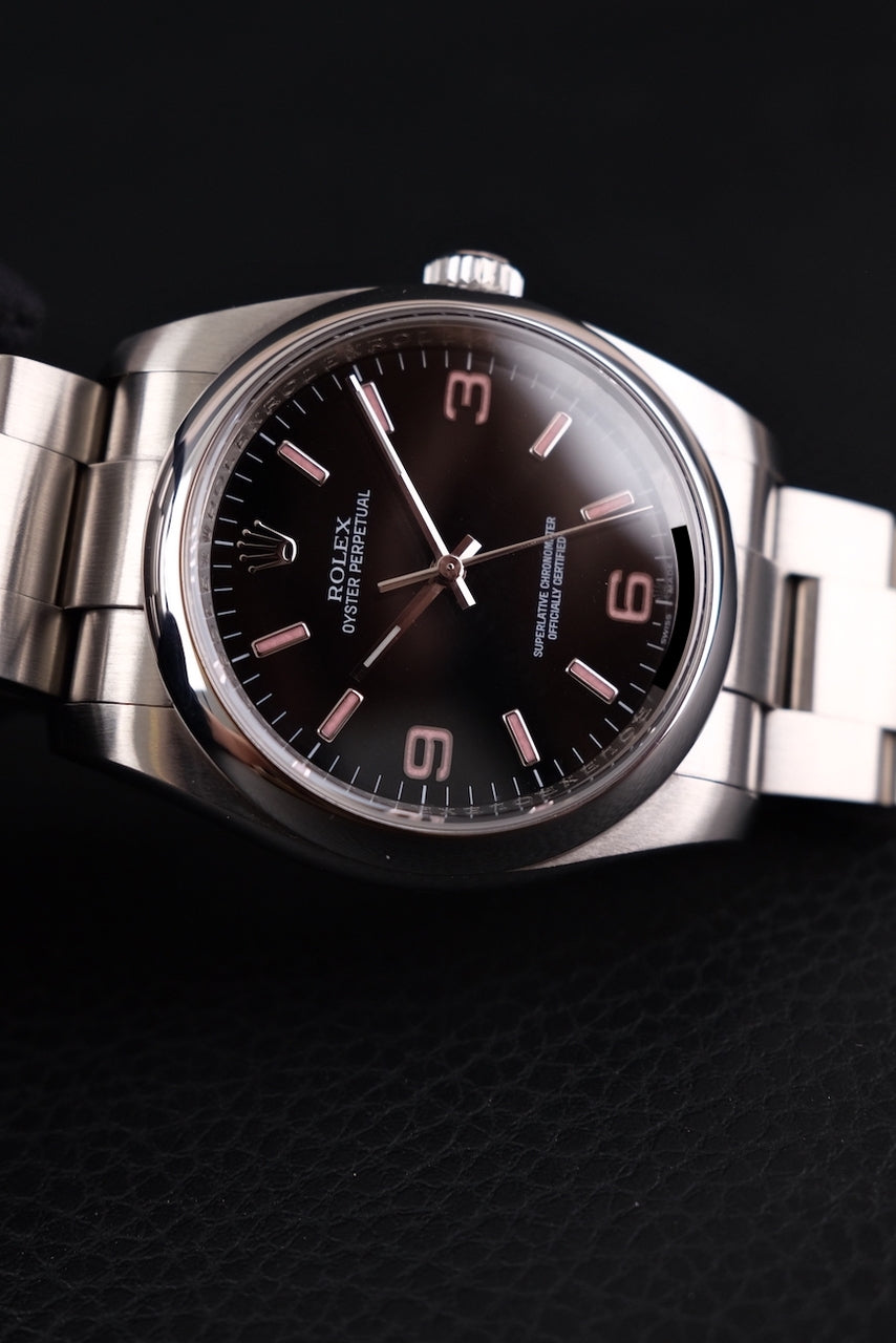 Rolex Oyster Perpetual 36 116000 Original Papiere Black Dial, Pink Indices, SERVICED