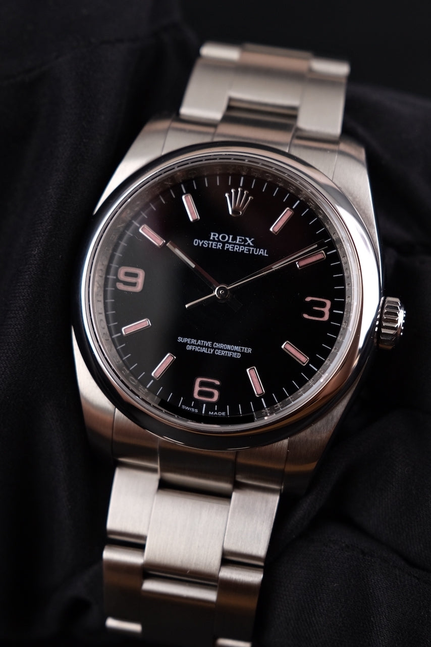 Rolex Oyster Perpetual 36 116000 Original Papiere Black Dial, Pink Indices, SERVICED