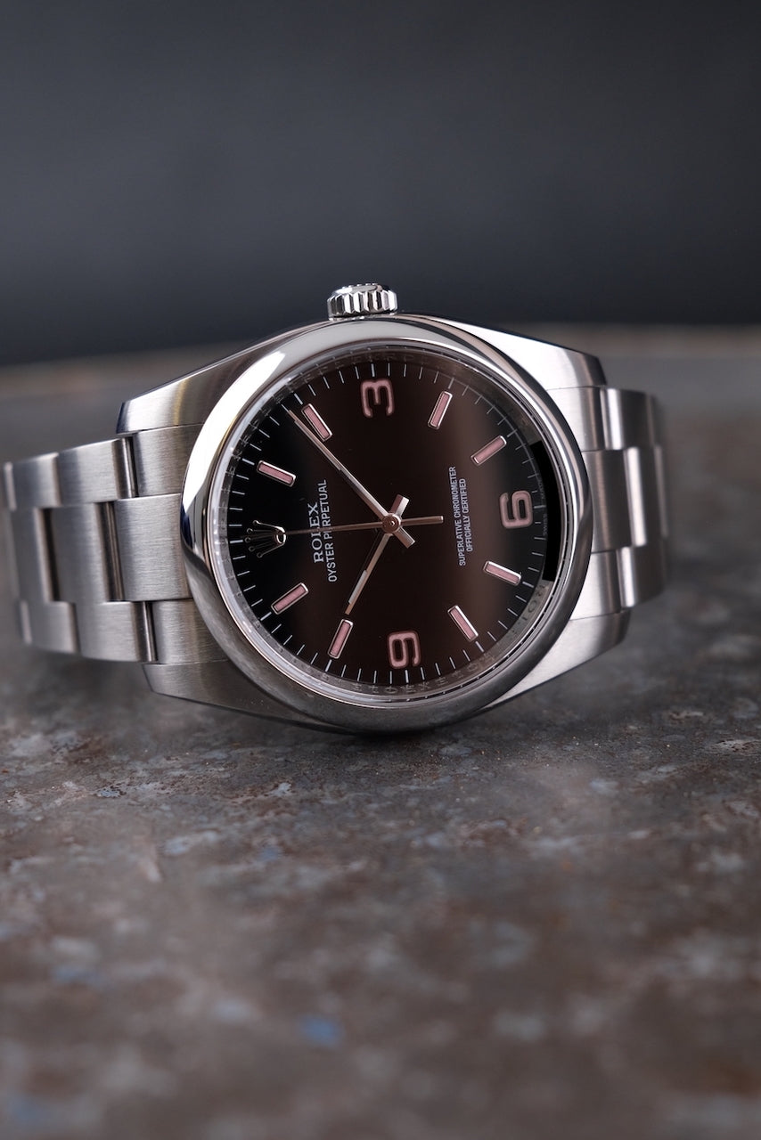 Rolex Oyster Perpetual 36 116000 Original Papiere Black Dial, Pink Indices, SERVICED