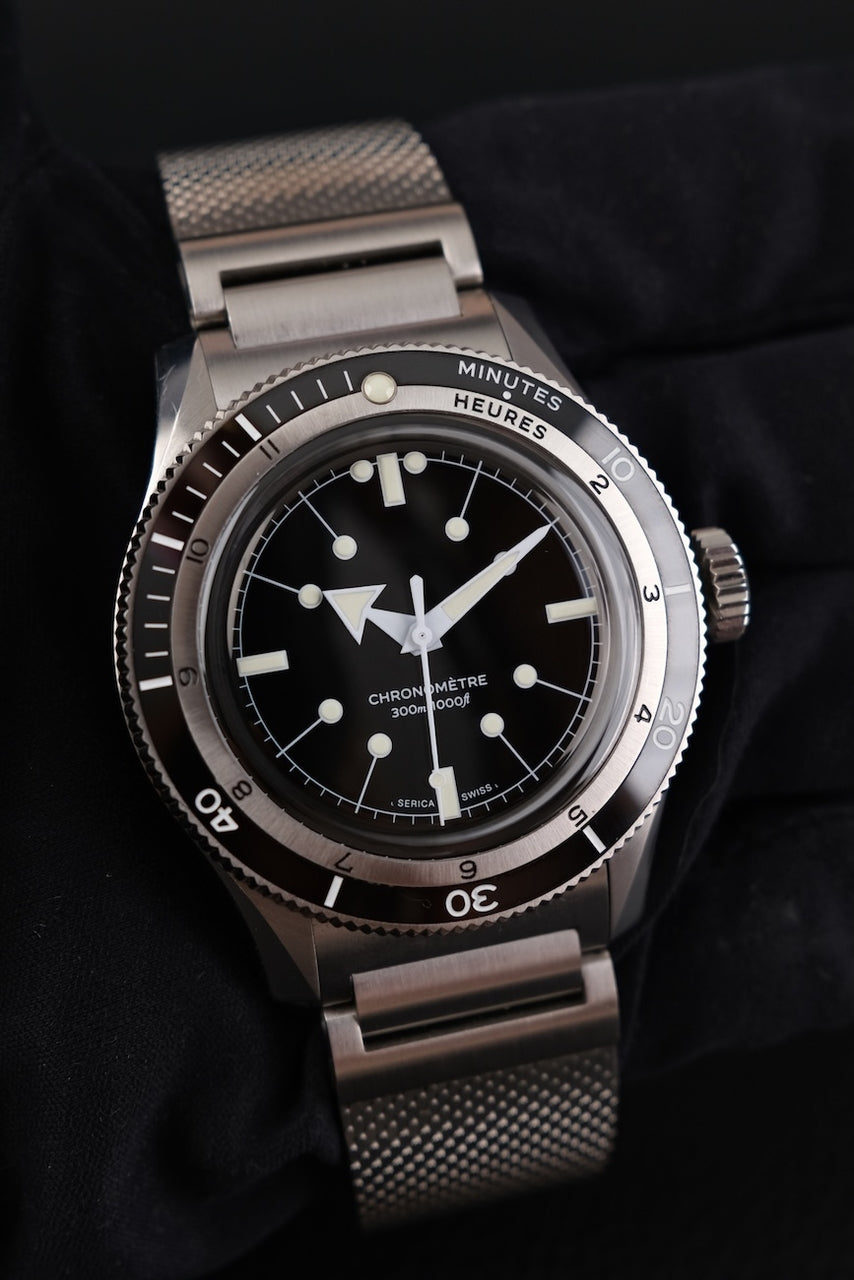 Serica 5303 5303-1 Box + og. Papiere Diver's Watch, Black Dial