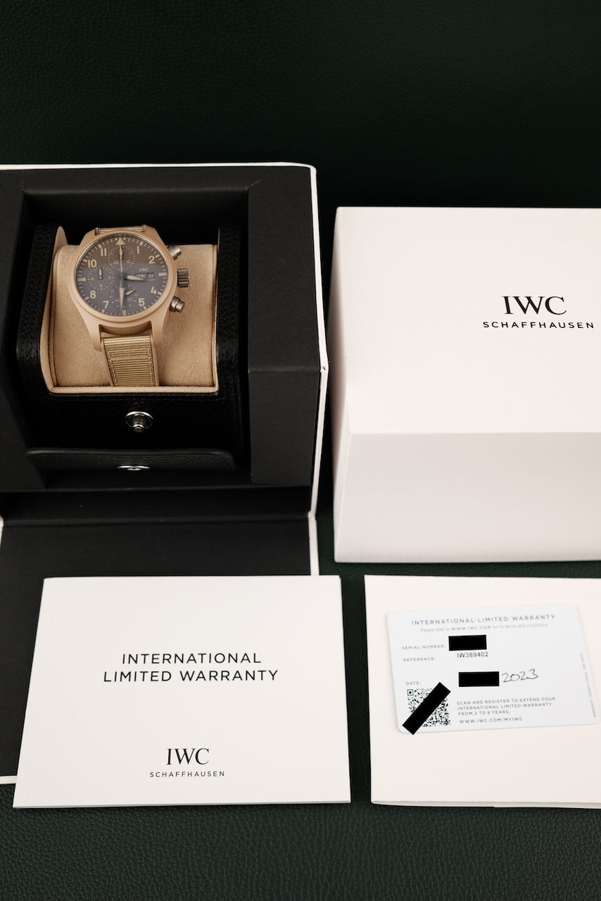 IWC Fliegeruhr Chronograph Top Gun IW389402 Box + og. Papiere "Mojave Desert", 2023, 41mm