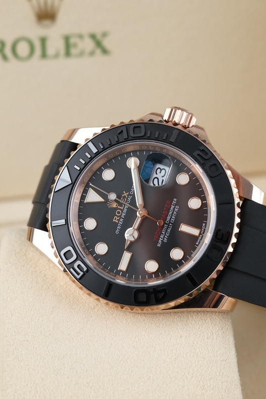Rolex Yacht-Master 40 116655 Box + og. Papiere 18k Rosegold, Oysterflex, 2019