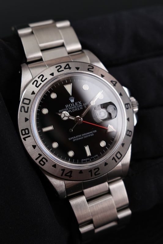 Rolex Explorer II 16570 Box + og. Papiere Black Dial, LC100, U-Series