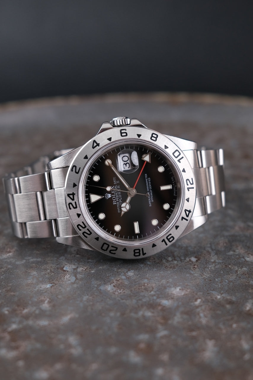 Rolex Explorer II 16570 Box + og. Papiere Black Dial, LC100, U-Series
