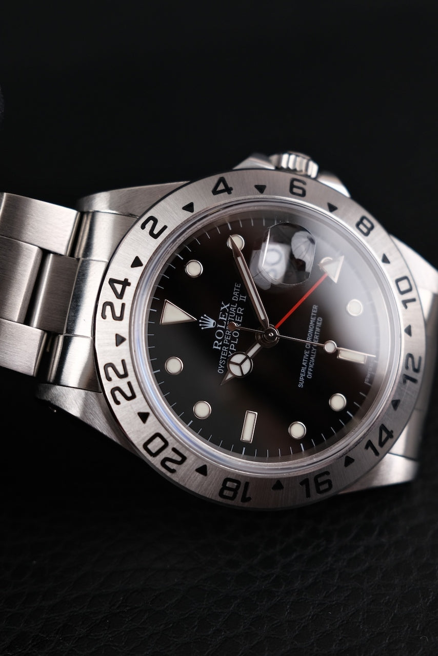 Rolex Explorer II 16570 Box + og. Papiere Black Dial, LC100, U-Series