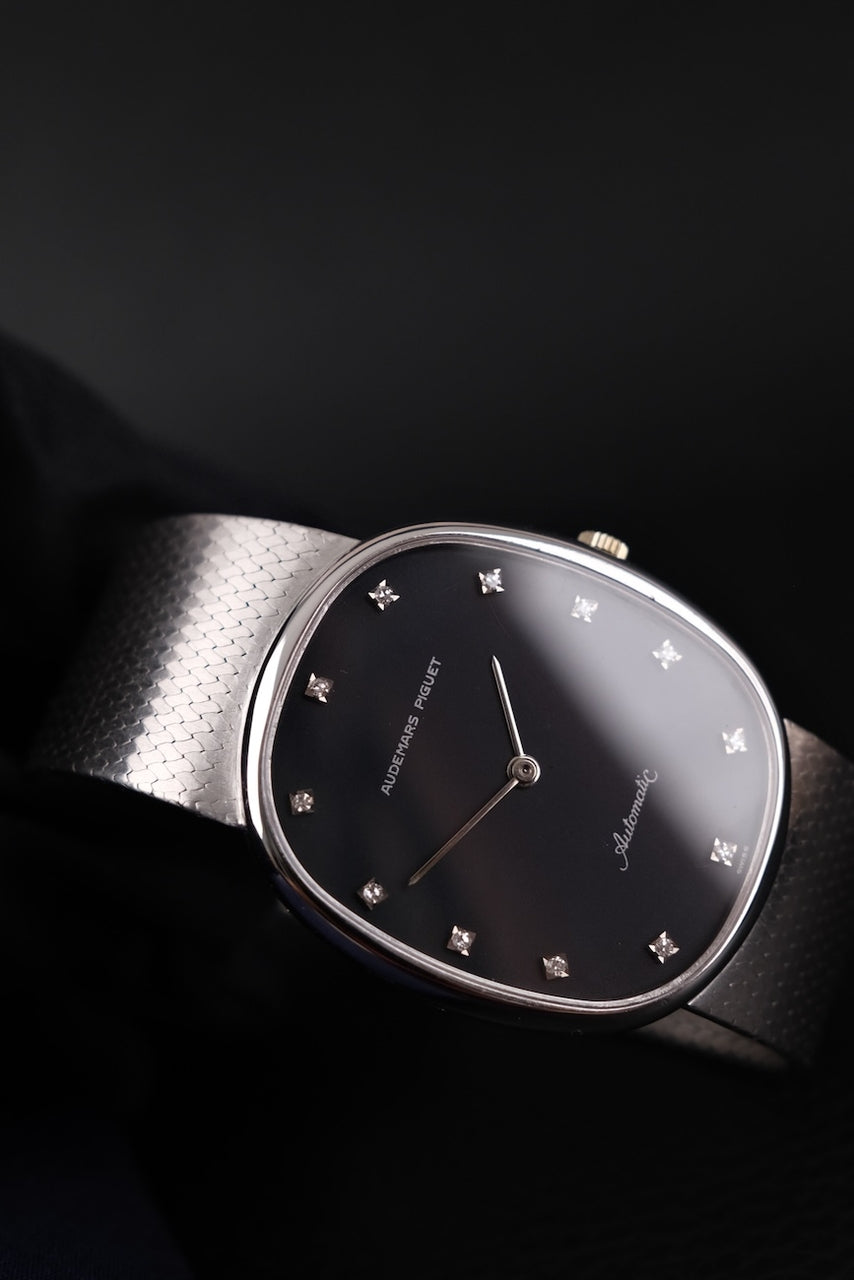 Audemars Piguet Ellipse Automatic Ellipse 18k White Gold, Black Diamond Dial, 35 x 31mm, AP 2120 Movement, Rare