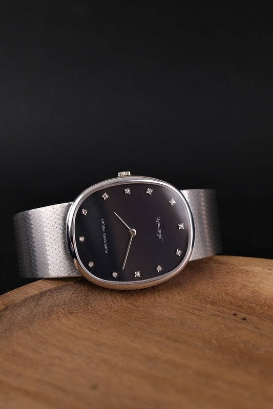 Audemars Piguet Ellipse Automatic Ellipse 18k White Gold, Black Diamond Dial, 35 x 31mm, AP 2120 Movement, Rare