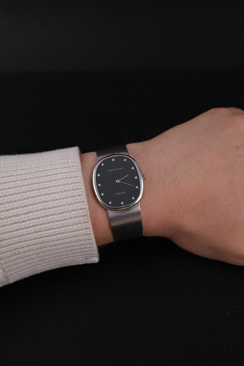 Audemars Piguet Ellipse Automatic Ellipse 18k White Gold, Black Diamond Dial, 35 x 31mm, AP 2120 Movement, Rare