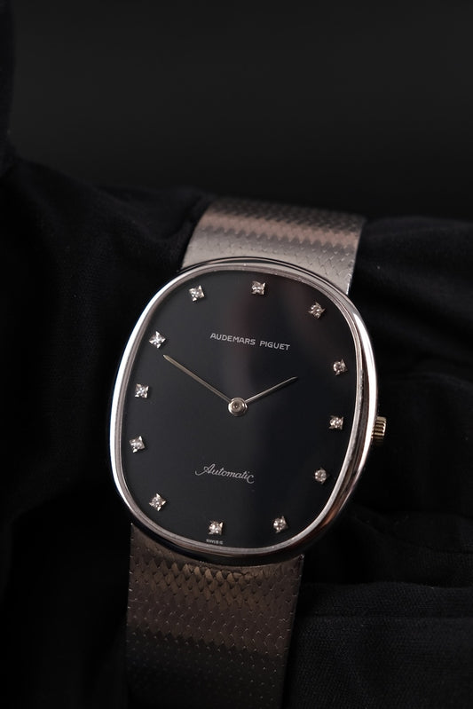 Audemars Piguet Ellipse Automatic Ellipse 18k White Gold, Black Diamond Dial, 35 x 31mm, AP 2120 Movement, Rare