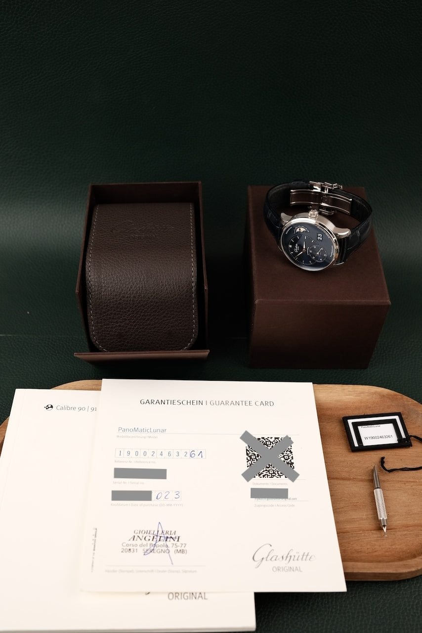 Glashütte PanoMaticLunar 19002463261 Box + og. Papiere Blue Dial, 40mm