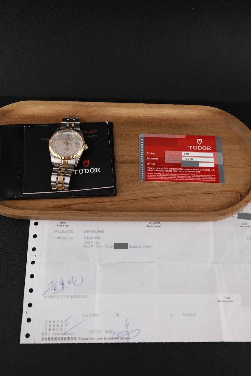Tudor Prince Date Day 76213 Original Papiere Linen Diamond Dial, SERVICED, First Buyer's Invoice