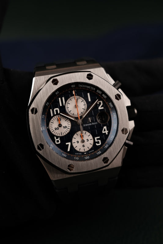 Audemars Piguet Royal Oak Offshore Chronograph 26470ST.OO.A027CA.01 Box + og. Papiere "Navy", Great Condition, 2014