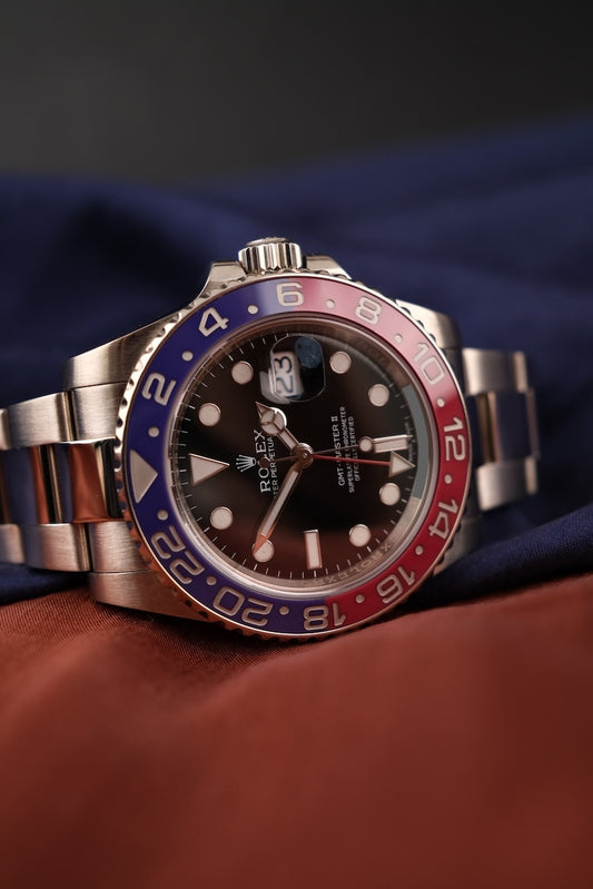 Rolex GMT-Master II 116719BLRO Box + og. Papiere 18k White Gold PEPSI Rolex Service Black Dial Oyster