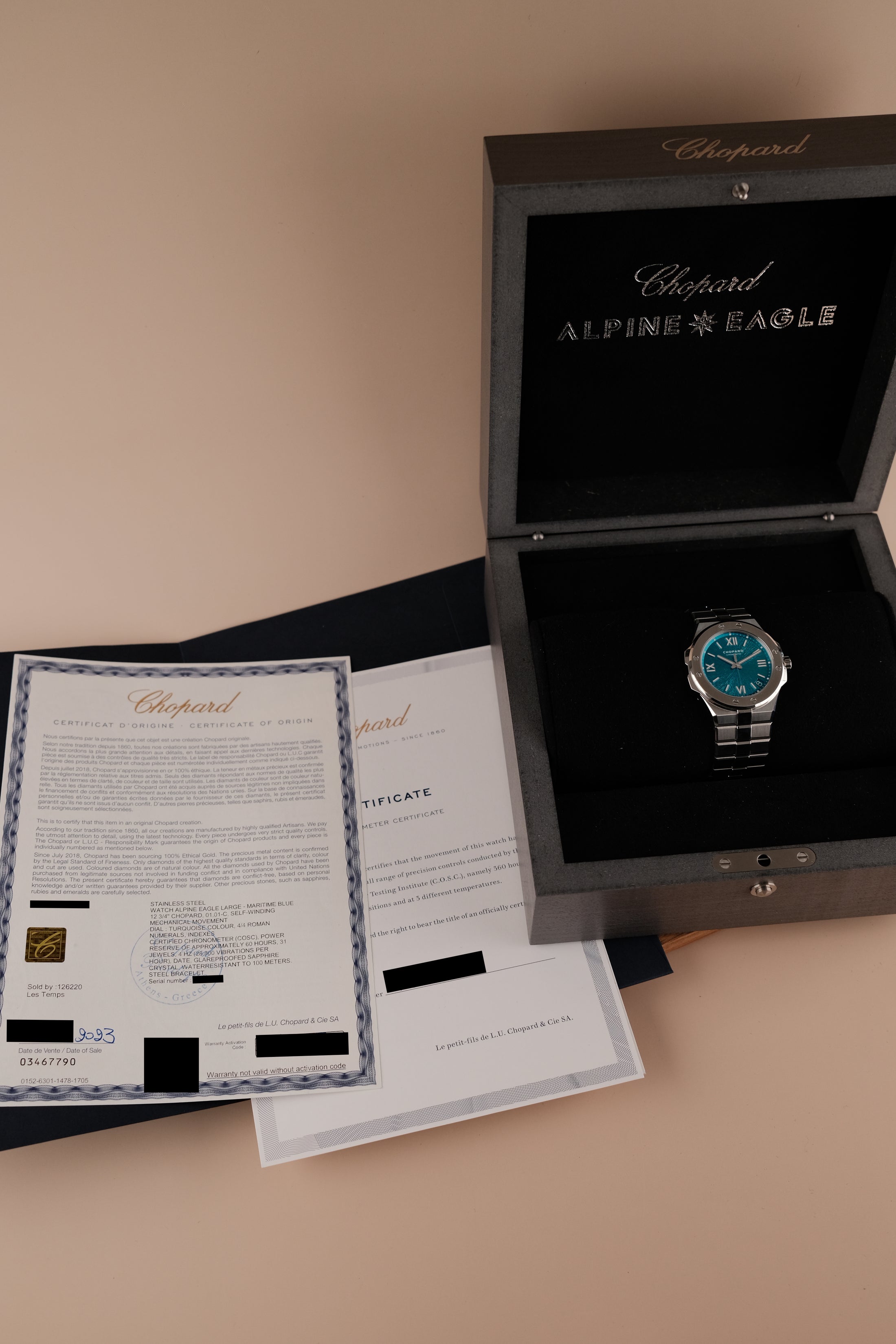 Chopard Alpine Eagle Maritime Blue 2986003016 Box + og. Papiere