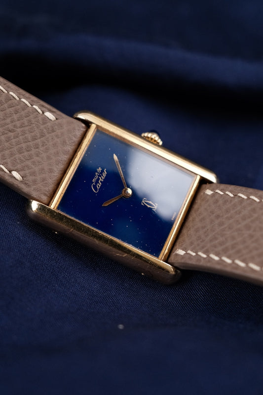 Cartier Must de Tank Vermeil  Tank "Lapis" Blue Spider Dial SERVICED LM Big Size
